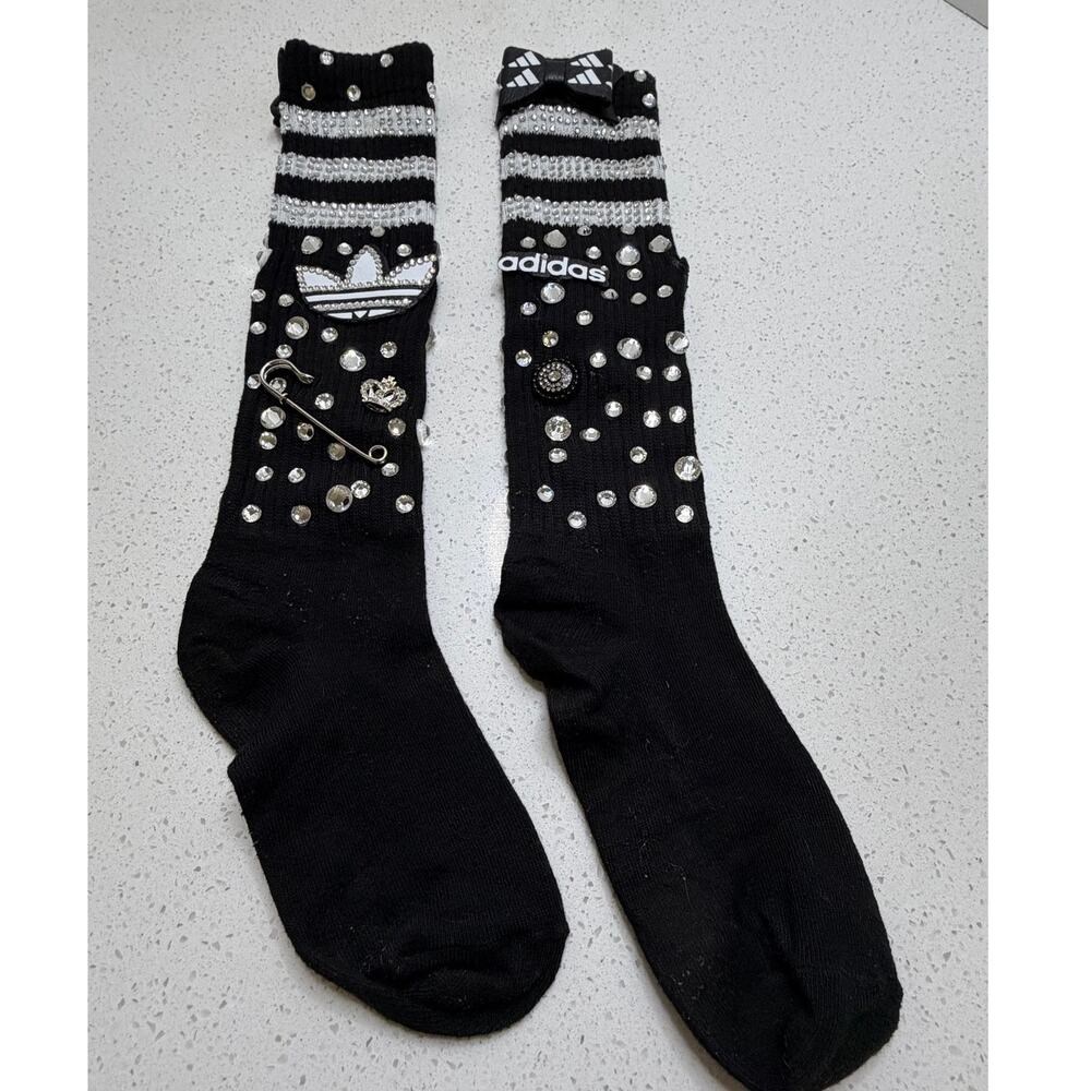 Custom Handmade designed slouch socks Black/White Women's